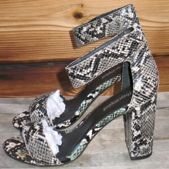 Jeffrey Campbell Snake Print Block Heel Sandals - Picture 2 of 8